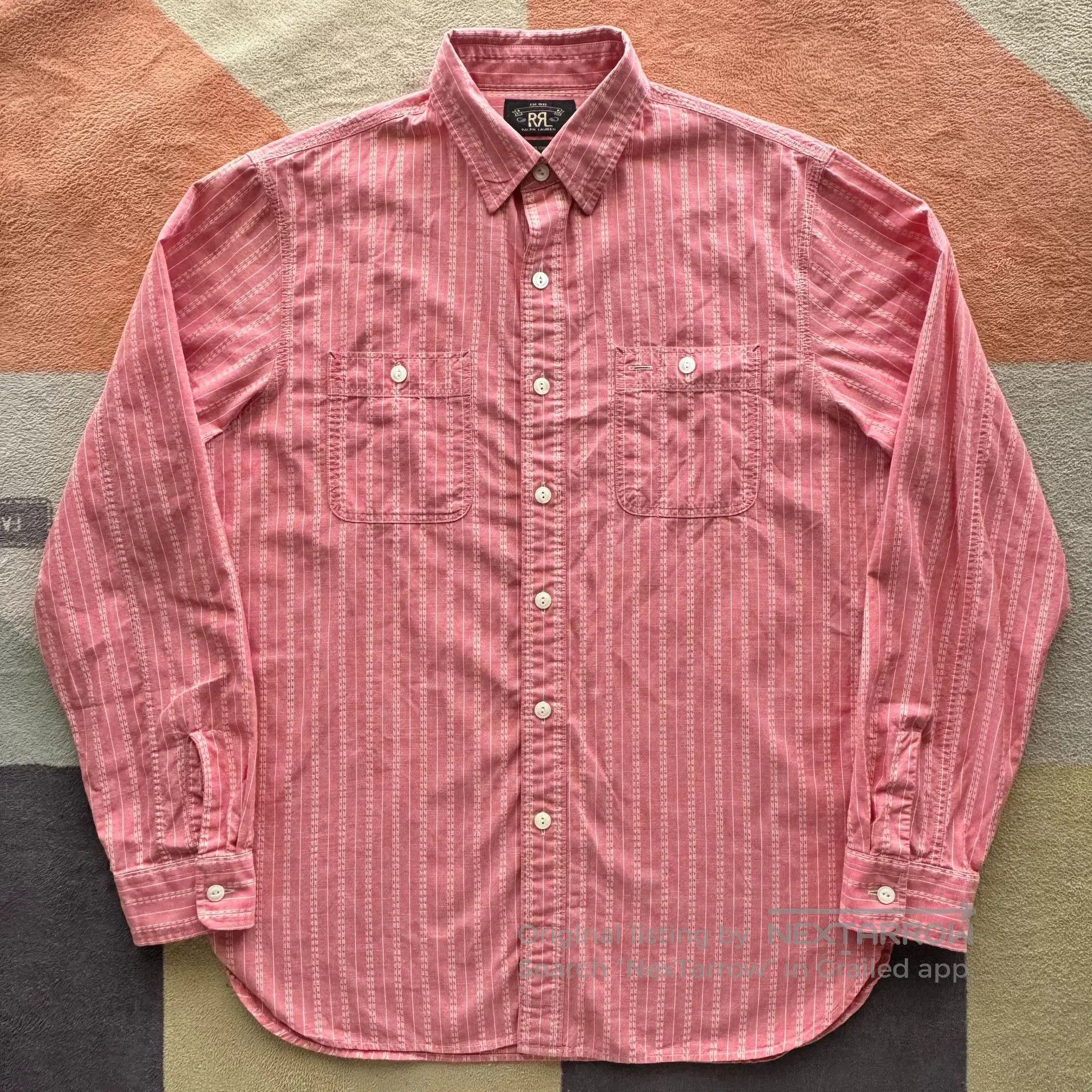 RRL Ralph Lauren Ralph Lauren Double RL Pink Striped Shirt. Size US M / EU 48-50 / 2 - 1 Thumbnail