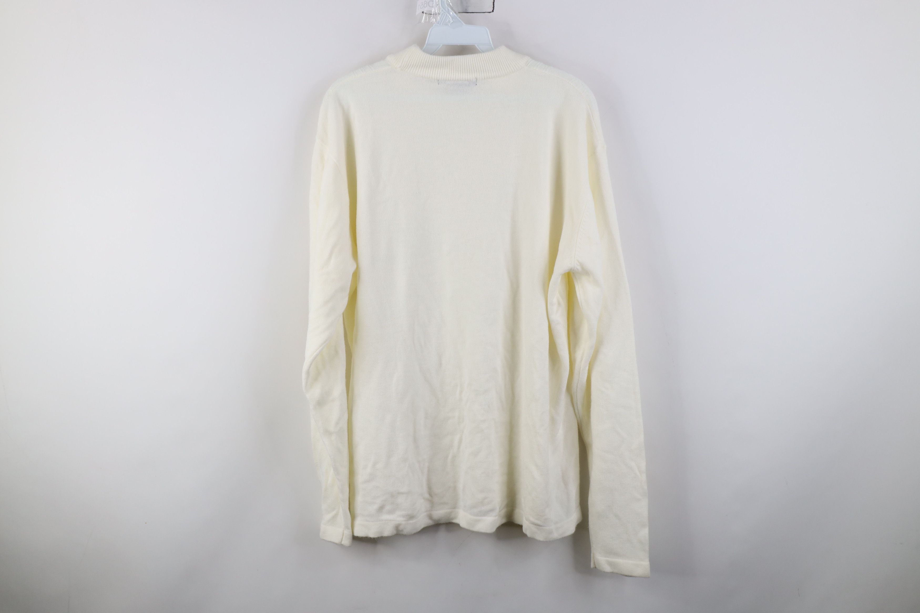 Vintage Vintage 90s Y2K Streetwear Mock Neck Sweater Cream Acrylic Size US XL / EU 56 / 4 - 8 Thumbnail