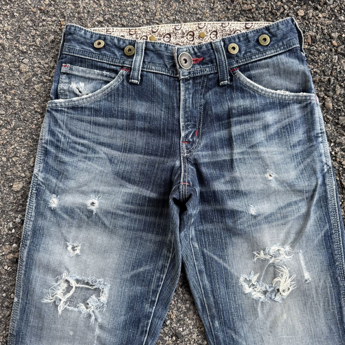 Edwin VINTAGE EDWIN FLARE FADED RIPPEP JEAN DENIM PANTS Size US 29 - 2 Thumbnail