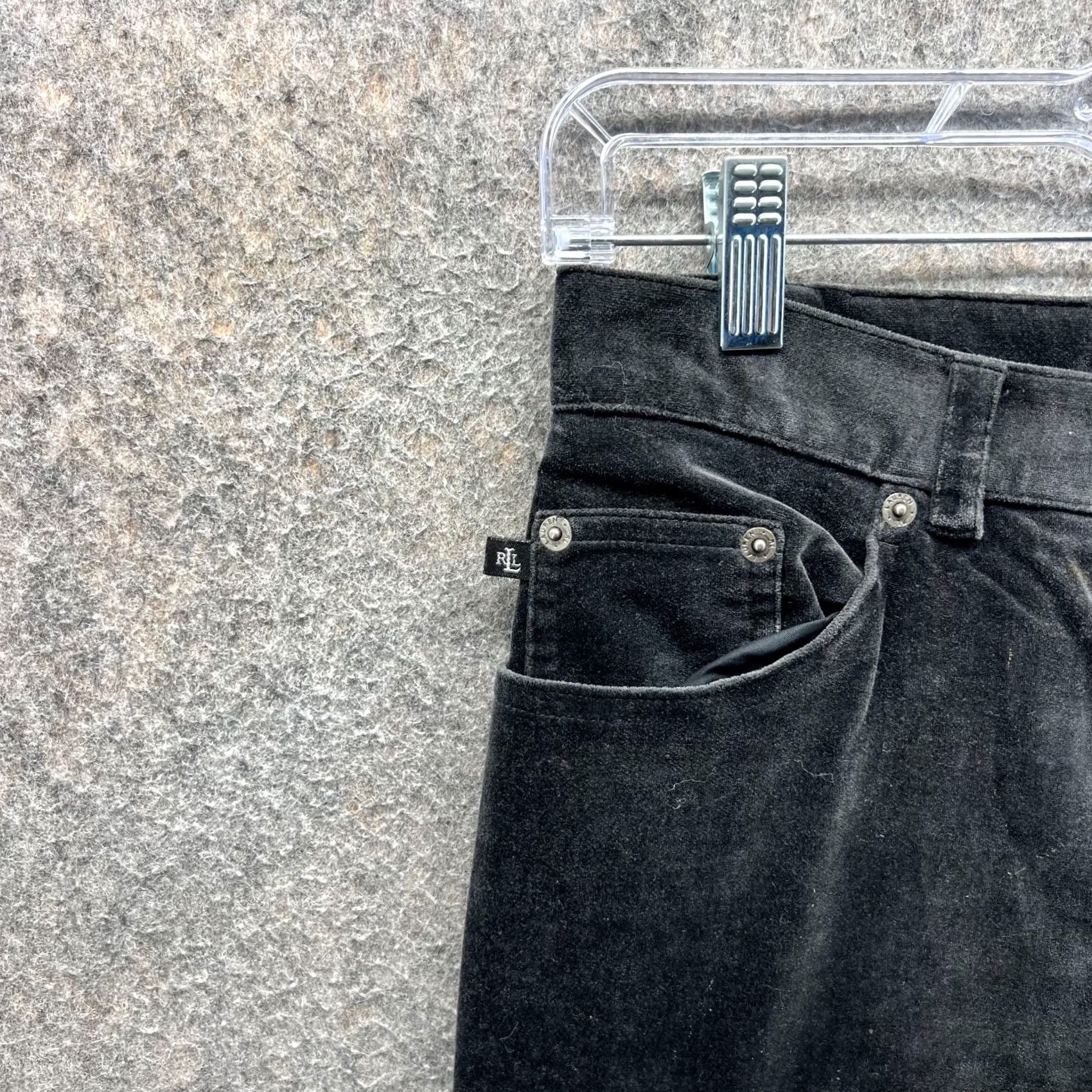 Ralph Lauren VINTAGE Lauren Ralph Lauren Pants Womens 4 Black Cotton Velour Satin Dress Pants Preppy LRL Size 27" / US 4 / IT 40 - 7 Thumbnail