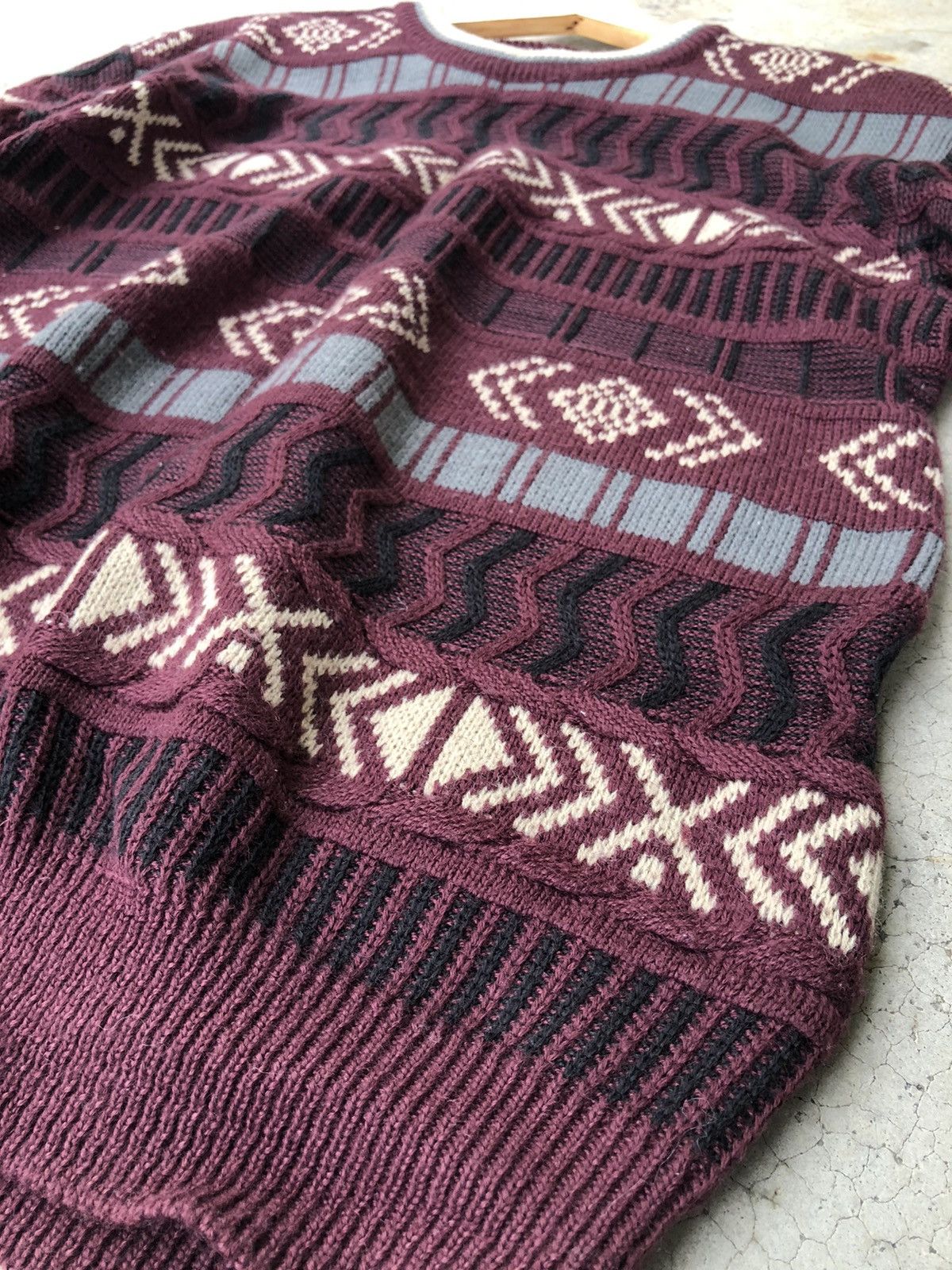 Japanese Brand 🔴Vintage Green Hawk Stripe Pureknit Like Coogi Sweater Size US L / EU 52-54 / 3 - 5 Thumbnail