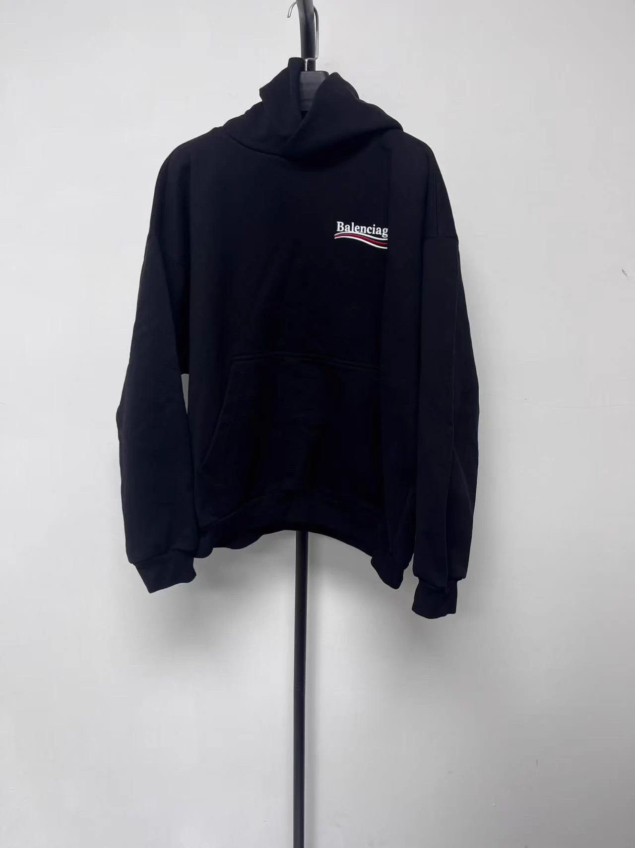 Balenciaga logo embroidered hoodie men's black S