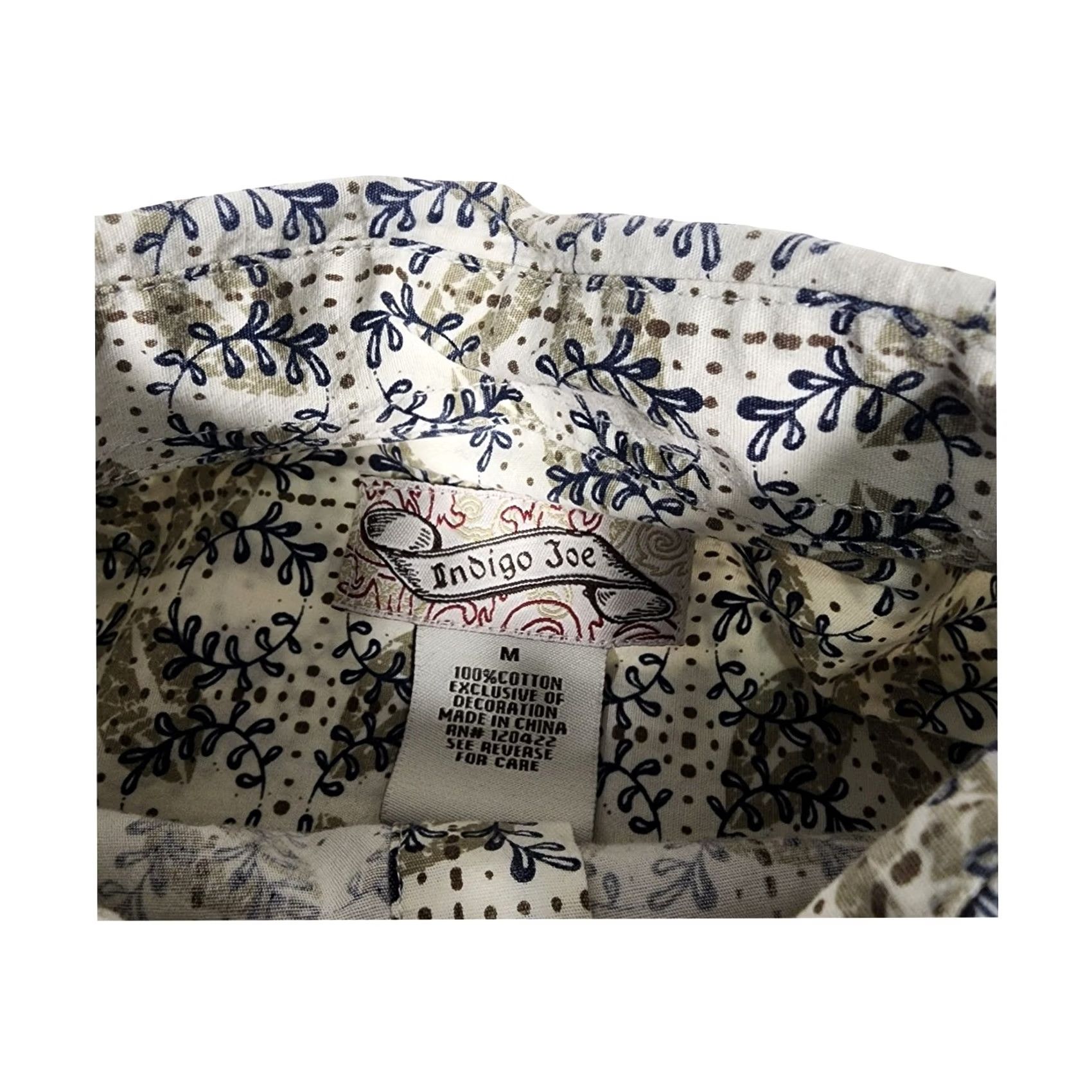 Vintage Indigo Joe Shirt Medium Mens Patterned Button Down Long Sleeve Cotton Size US M / EU 48-50 / 2 - 2 Thumbnail