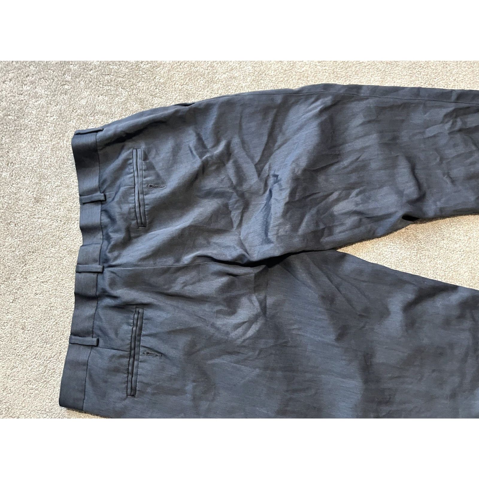 Perry Ellis Perry Ellis Portfolio Men’s Pants Slacks Navy Blue 34x28 Pleated Classic Fit Size US 34 / EU 50 - 4 Thumbnail