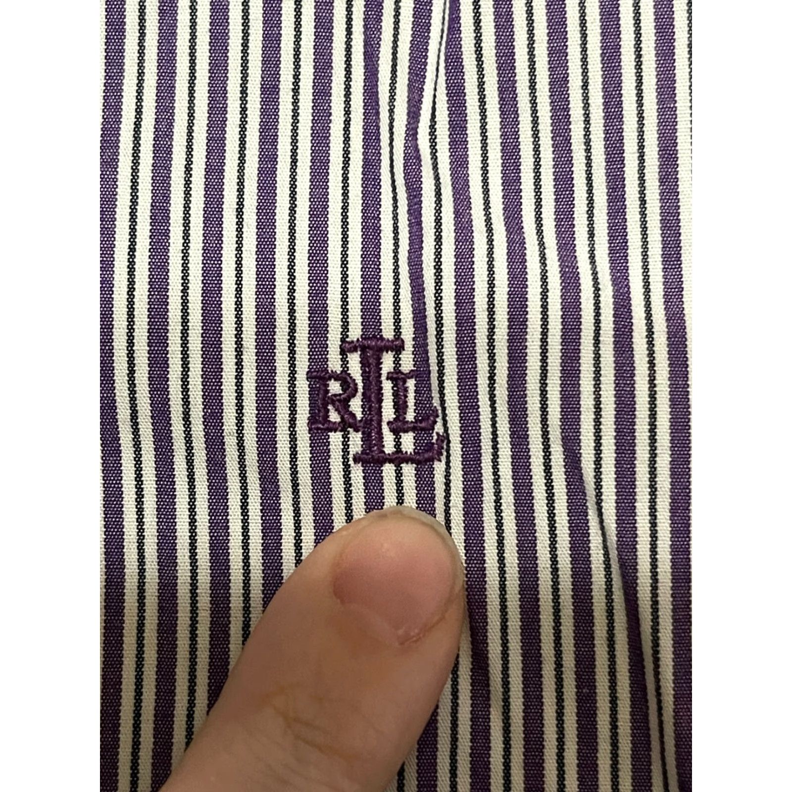 Ralph Lauren Lauren Ralph Lauren Shirt Men XL Purple White Striped Button Up Non Iron - Casual, Regular Fit, Long Sleeve, Collared, Free Return Size US XL / EU 56 / 4 - 5 Thumbnail