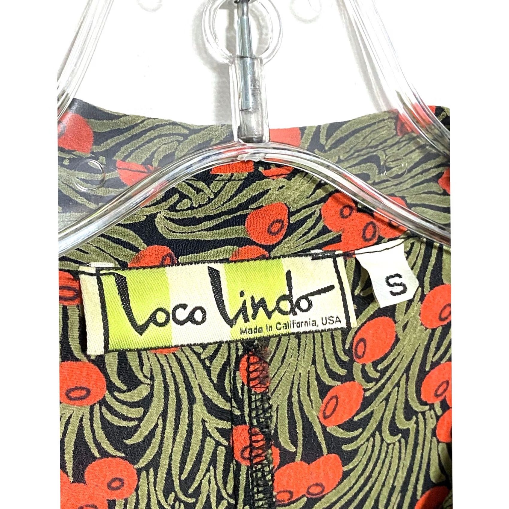 Nique VTG Loco Lindo Cherry Rayon Tunic Button-Up Women S 3/4 Sleeve Geometric Boho 90s Size S / US 4 / IT 40 - 6 Thumbnail