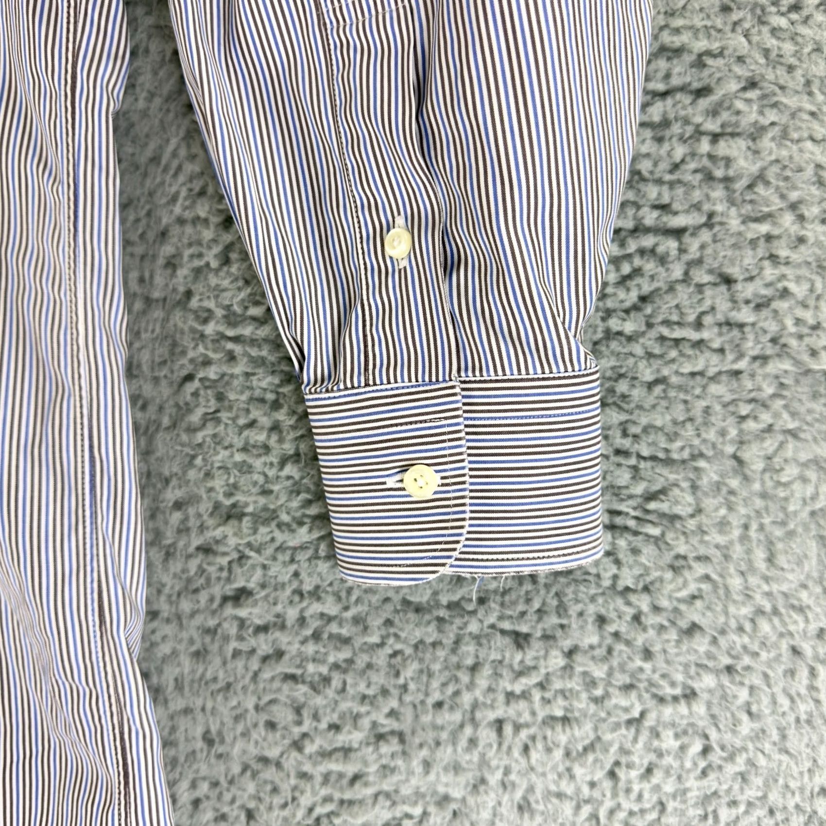Brooks Brothers Brooks Brothers Makers Button Down Shirt Mens XL Blue Brown Stripe Long Sleeve Size US XL / EU 56 / 4 - 7 Thumbnail