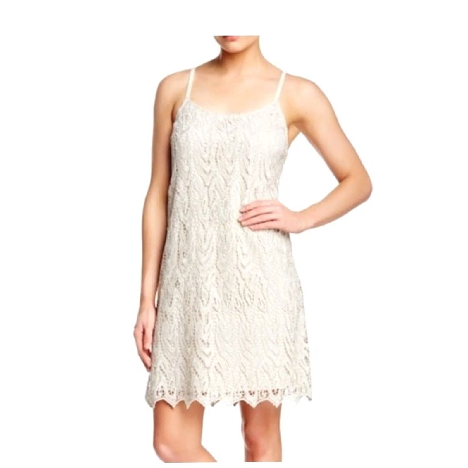 Alice + Olivia Alice + Olivia Emmie Women's Lace Sleeveless Dress M Above the Knee Creamy Polyester, A-Line, Casual, Colorful, oblique Size M / US 6-8 / IT 42-44 - 2 Thumbnail