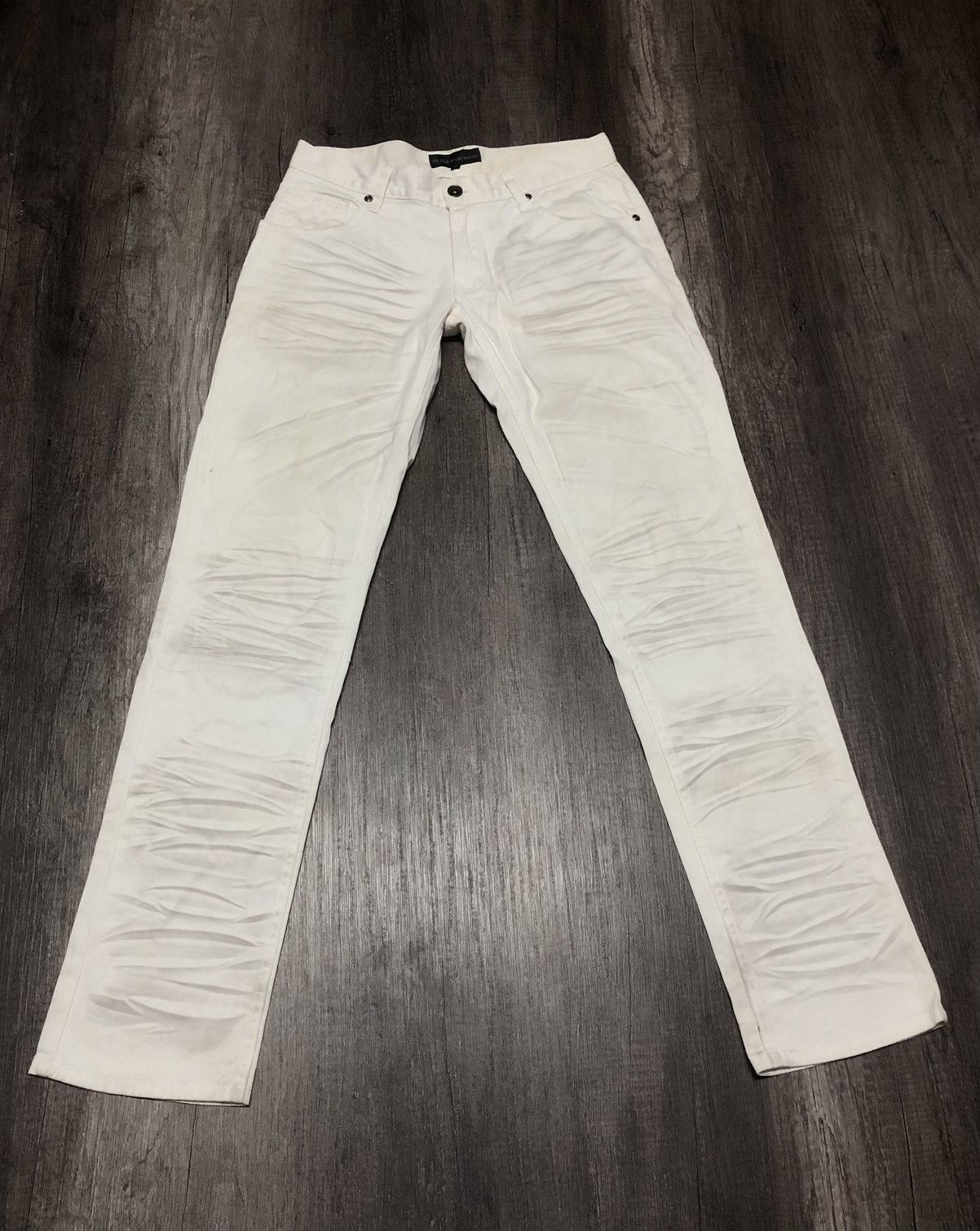 In The Attic × Japanese Brand In The Attic Homme White Slim Fit Distressed Jeans Size US 29 - 3 Thumbnail