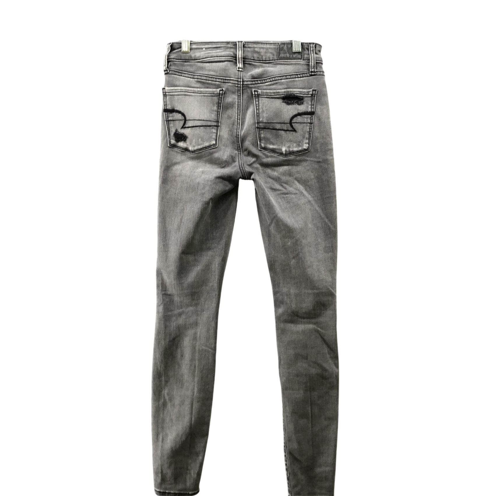 American Eagle Outfitters American Ealge Hi-Rise Jegging Womens Size 0 Ripped Knee Super Stretch Gray Jeans Size 25" / US 0 / IT 36 - 2 Thumbnail