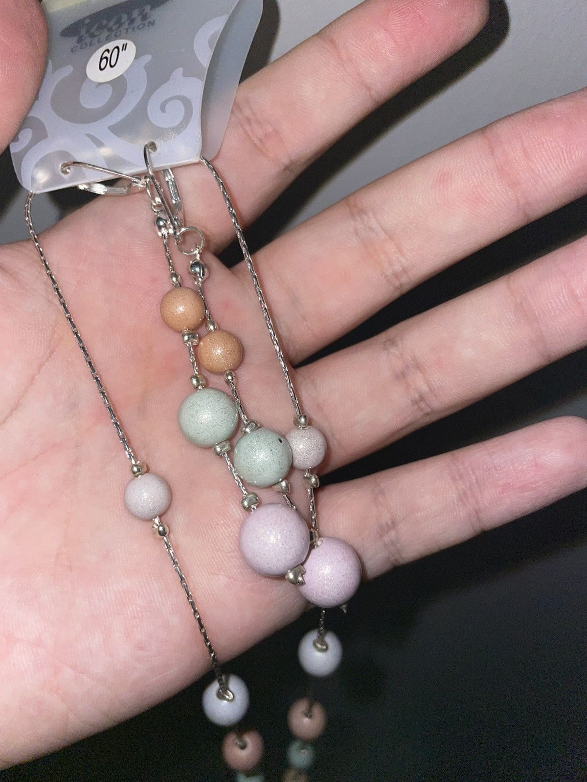 Other Pastel Beaded Necklace with Silver Chain for Women Or Men Size ONE SIZE - 1 Thumbnail