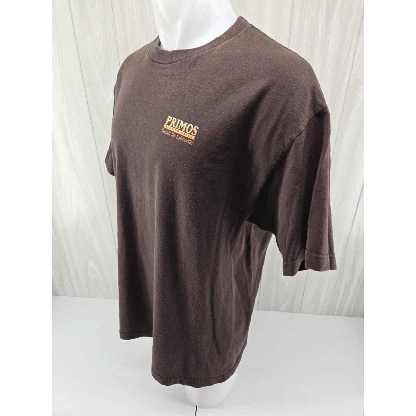 Vintage VINTAGE Primos Hunting Calls Brown T Shirt Predator XL Mens Short Sleeve Cotton Graphic Print Shirt XL Brown Predator 90s Size US XL / EU 56 / 4 - 5 Thumbnail