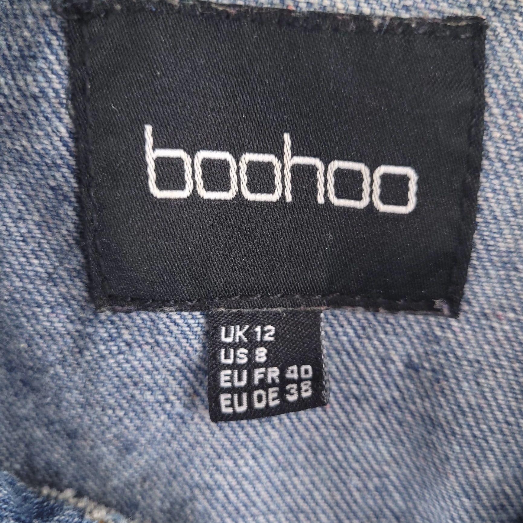 Boohoo Boohoo Denim Jacket Womens 12 Blue Distressed Grunge Long Jacket Cotton Denim Bomber Solid 12 Womens Size 34" / US 12 / IT 48 - 3 Thumbnail