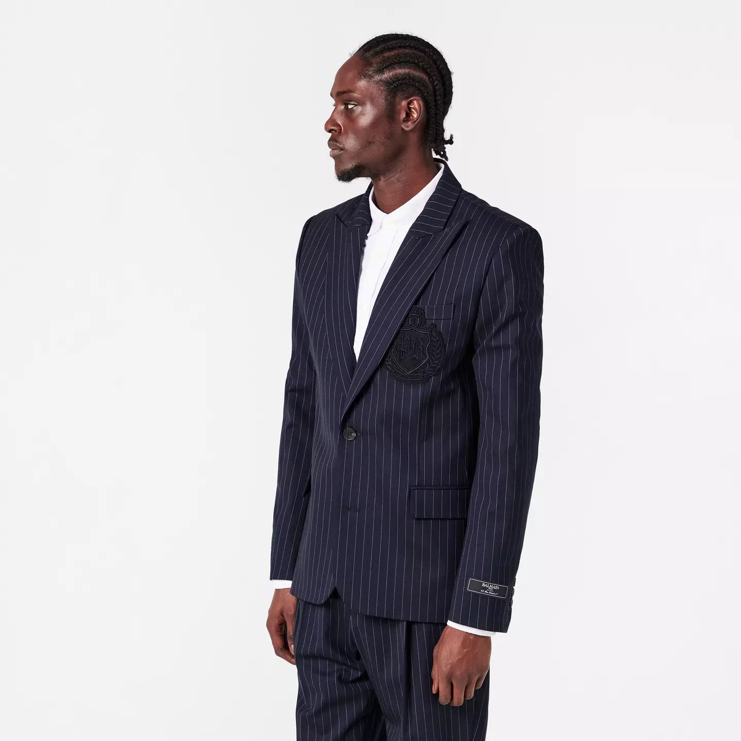 Balmain o1g2r1mq0426 Tailored Structured Blazer in Blue Size US L / EU 52-54 / 3 - 3 Thumbnail