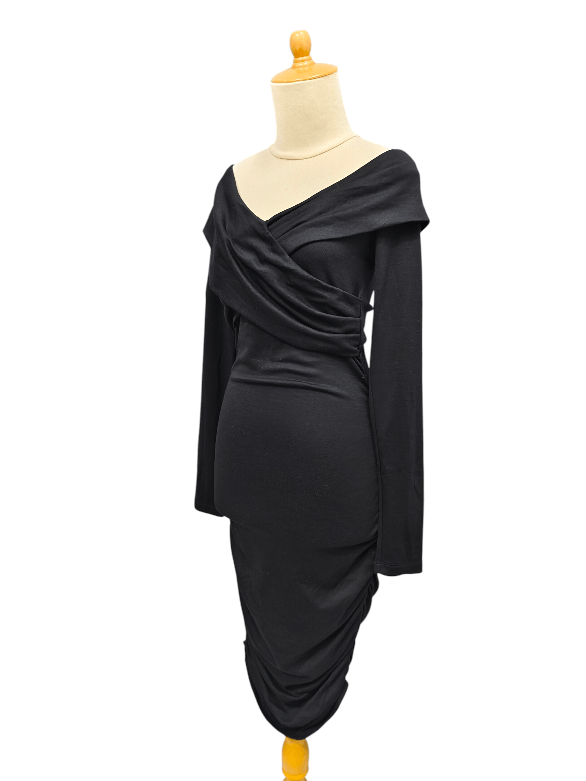 Diane von Furstenberg DVF- Off Shoulder Draped Bodycon Ruched Hem Dress Size S / US 4 / IT 40 - 3 Thumbnail