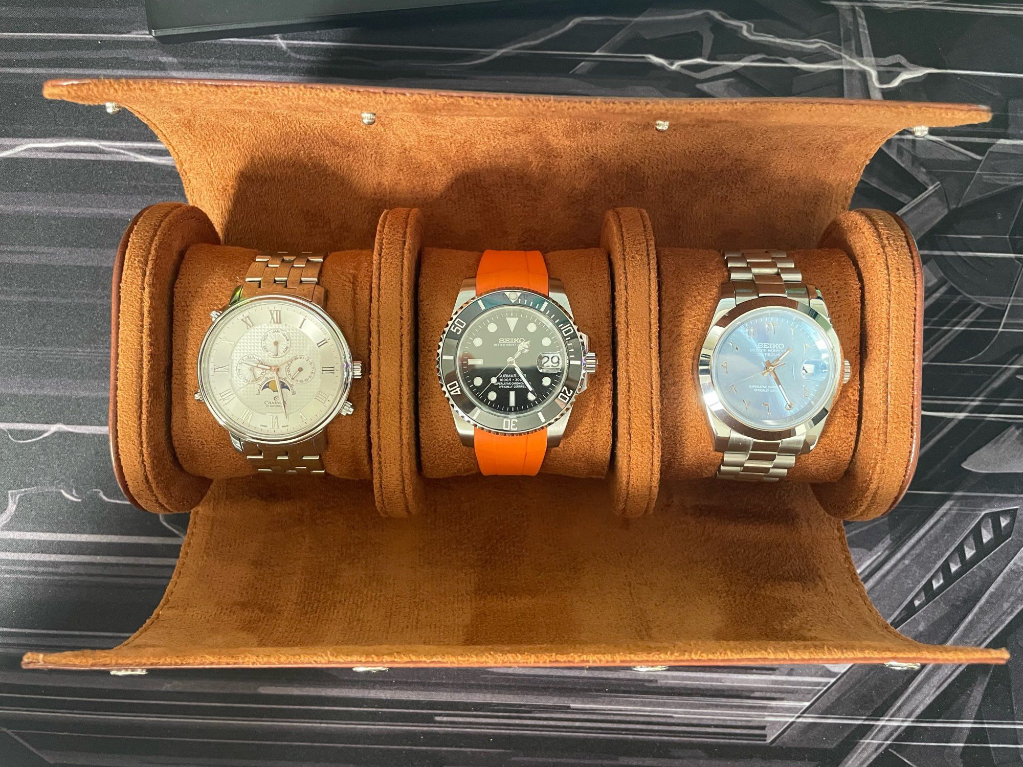 Japanese Brand × Leather 3 Slot Watch Roll Travel Case Size ONE SIZE - 5 Thumbnail