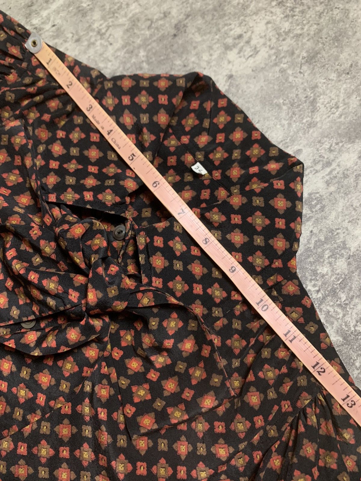 Saint Laurent Paris Vintage 70s Saint Laurent Rive Gauche Blouse Silk Tie Neck Size XS / US 0-2 / IT 36-38 - 13 Thumbnail