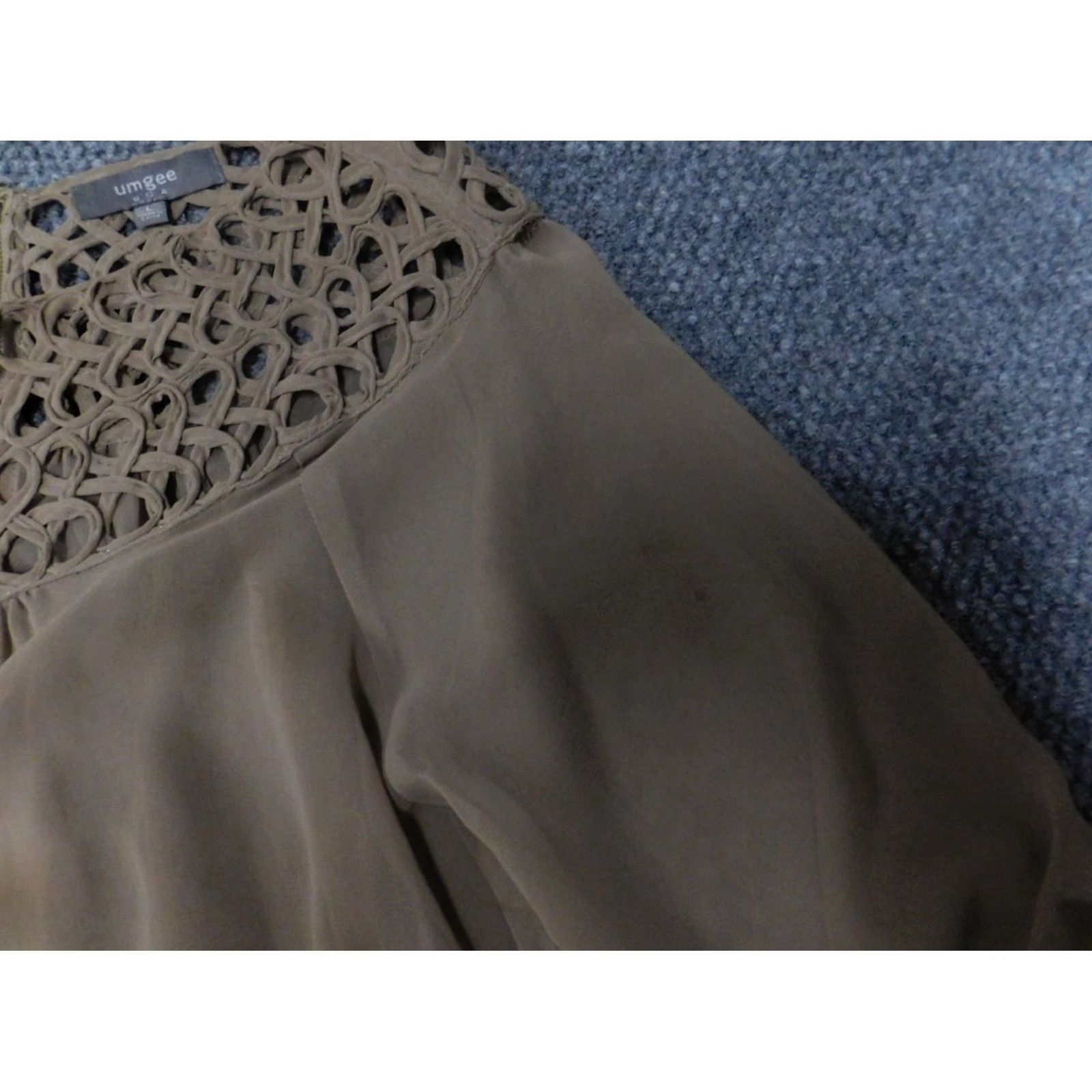 Vintage UMGEE Blouse Women L Brown Pullover High Neck Long Sleeve Cap Sleeve Solid Ruffle Casual Classic Polyester Woven Stretch Regular Vintage No Size L / US 10 / IT 46 - 5 Thumbnail