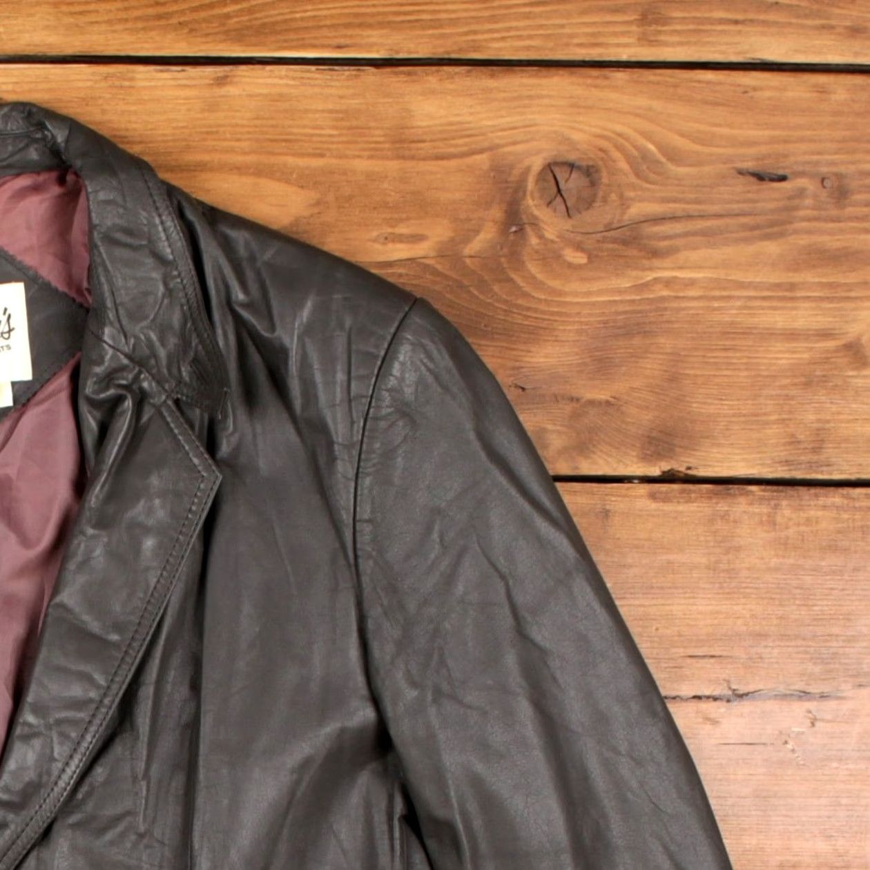 Ben Sherman VINTAGE Bermans Leather Blazer Jacket Mens 44 Grey Lined Button Front 80s Pockets Retro Jacket Size 44R - 7 Thumbnail