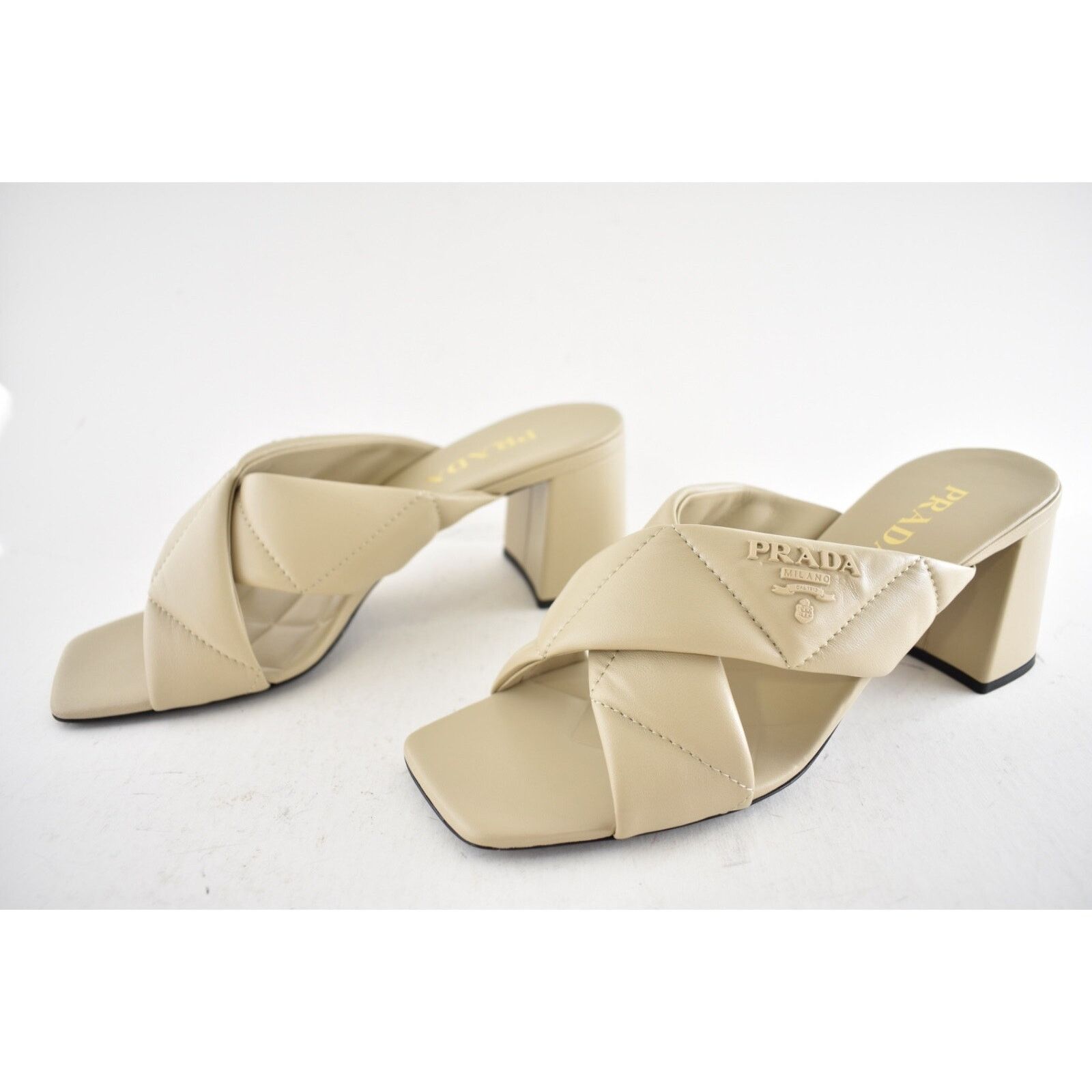 Prada Prada Deserto 65mm Quilted Criss Cross Logo Slide Sandal Size US 10.5 / IT 40.5 - 14 Thumbnail