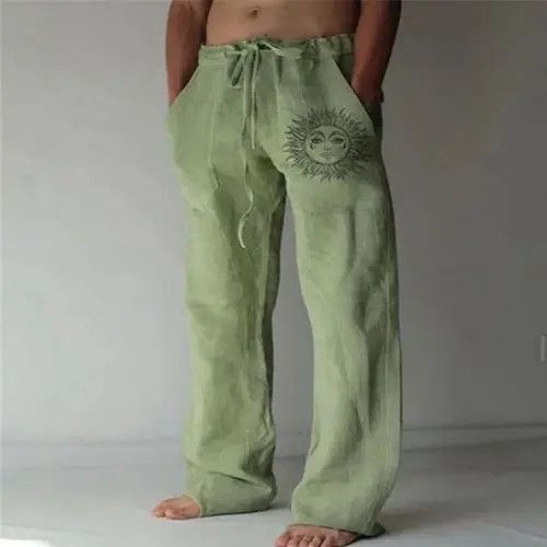 image of Cotton Linen Pants in Green, Men's (Size 33)
