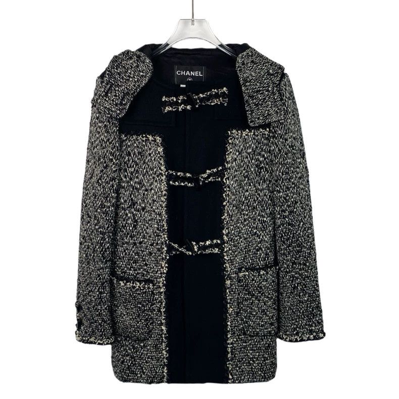 Chanel Chanel Black Wool Hooded Toggle Coat-dmc Size US XXS / EU 40 - 1 Thumbnail