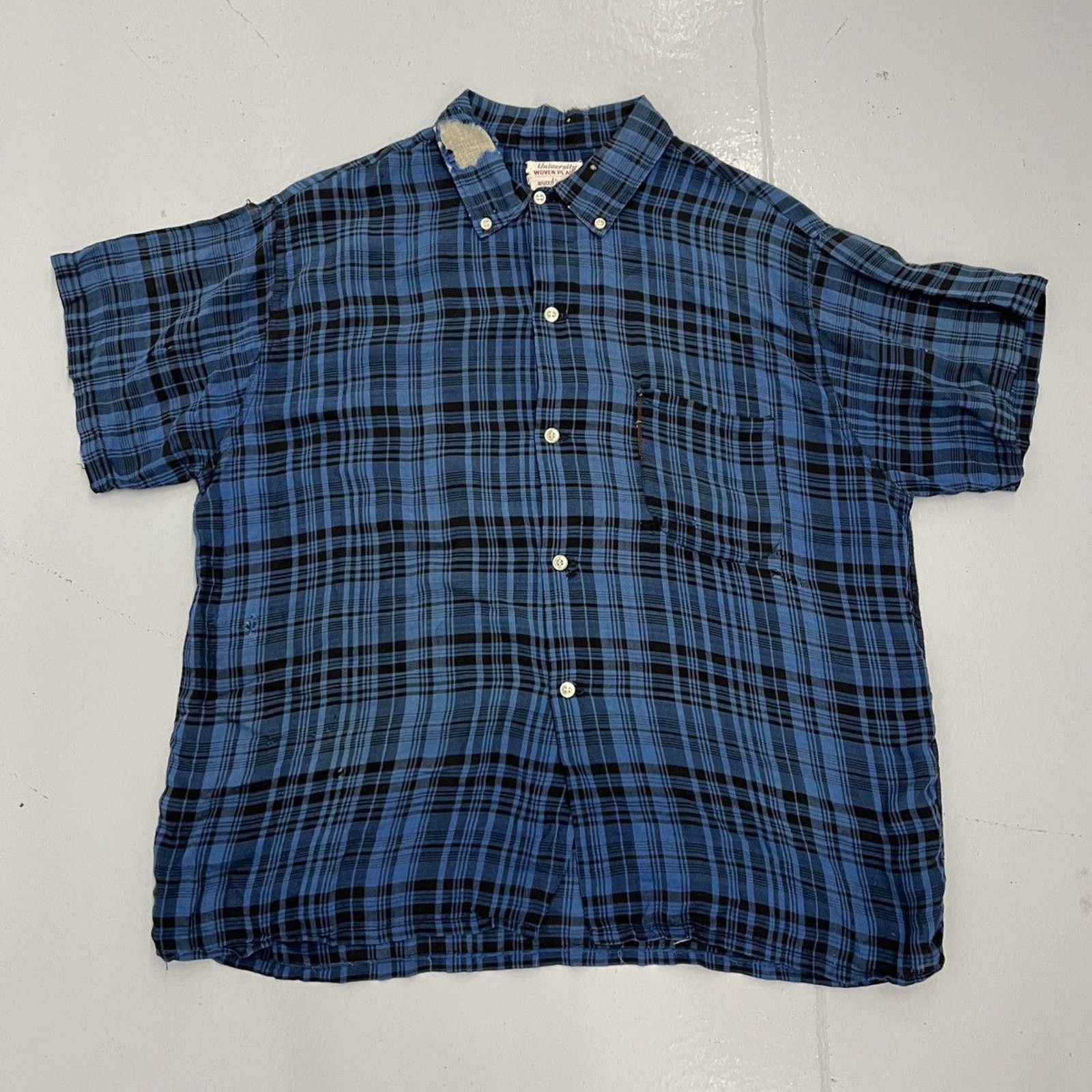 Other Vintage 60s University Woven Plaid Blue Plaid Rayon Shirt Size US L / EU 52-54 / 3 - 1 Thumbnail