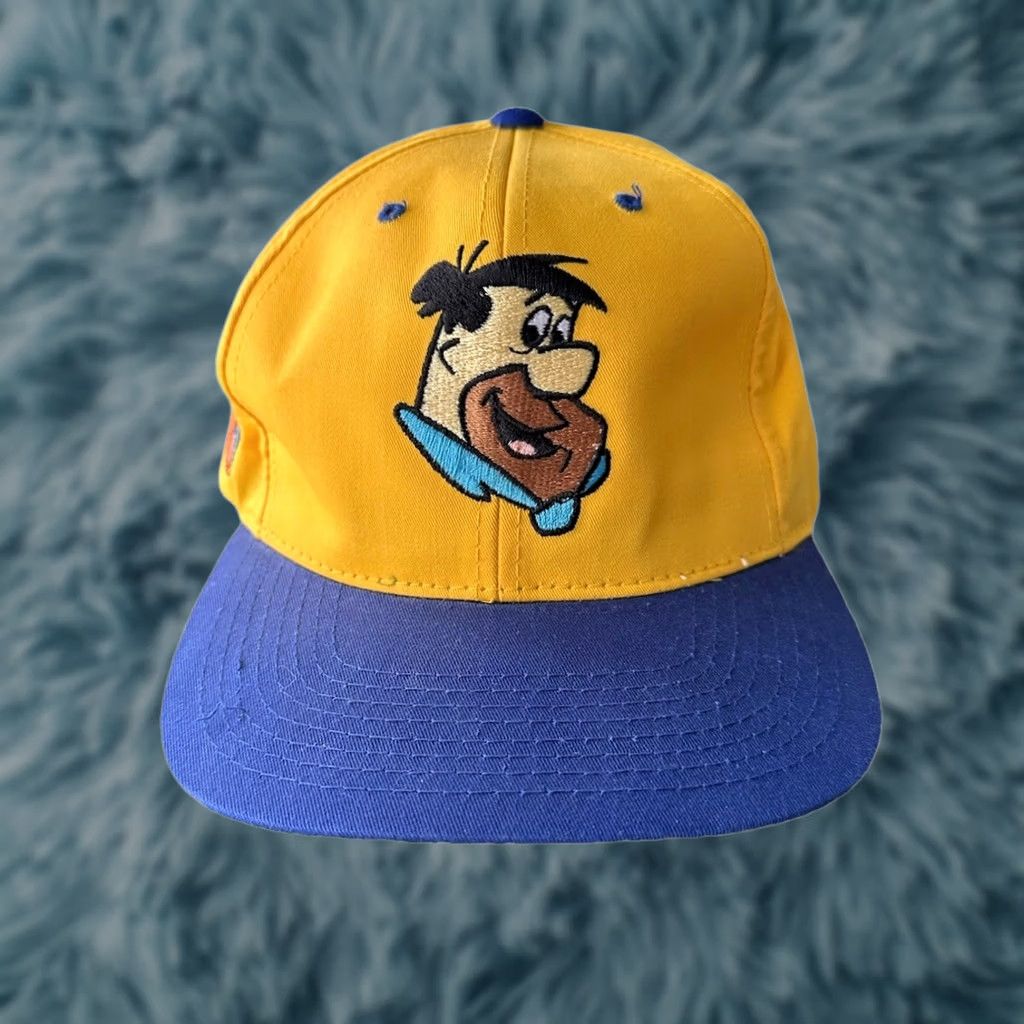 American Needle VINTAGE Fred Flintstone Blockhead Snapback Ball Hat 1993 American Needle NWOT Men One Size Yellow Twill Cotton Polyester Adjustable 90s Size ONE SIZE - 1 Thumbnail