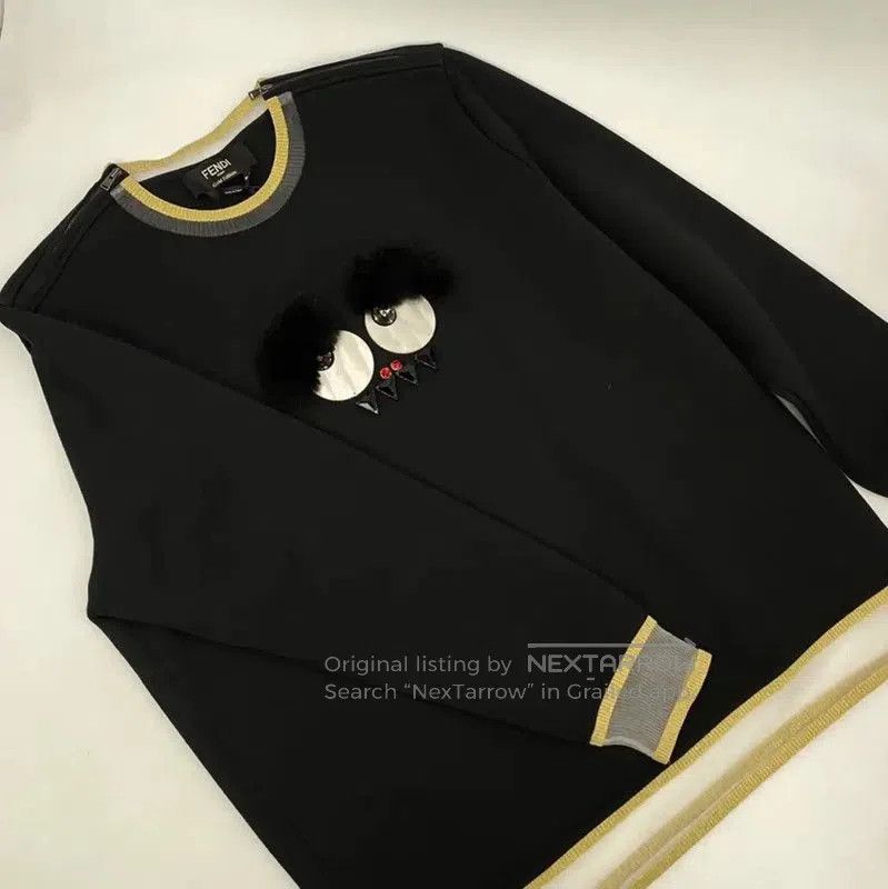 Fendi Fendi Black Cotton Monster Sweatshirt for Women . Size L / US 10 / IT 46 - 5 Thumbnail