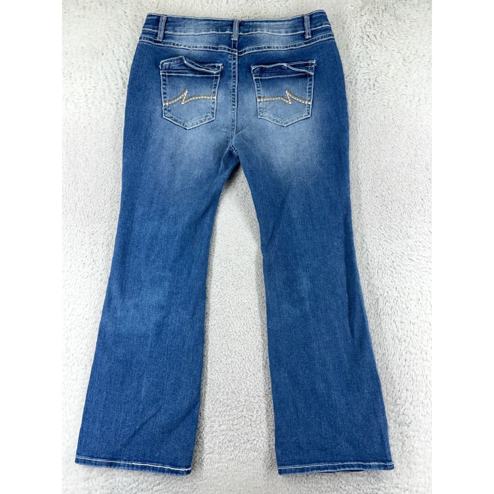 Shein SheIn Jeans Womens Large Blue Denim Mid Rise Cotton Blend Stretch Flared Size 36" / US 14 / IT 50 - 2 Thumbnail
