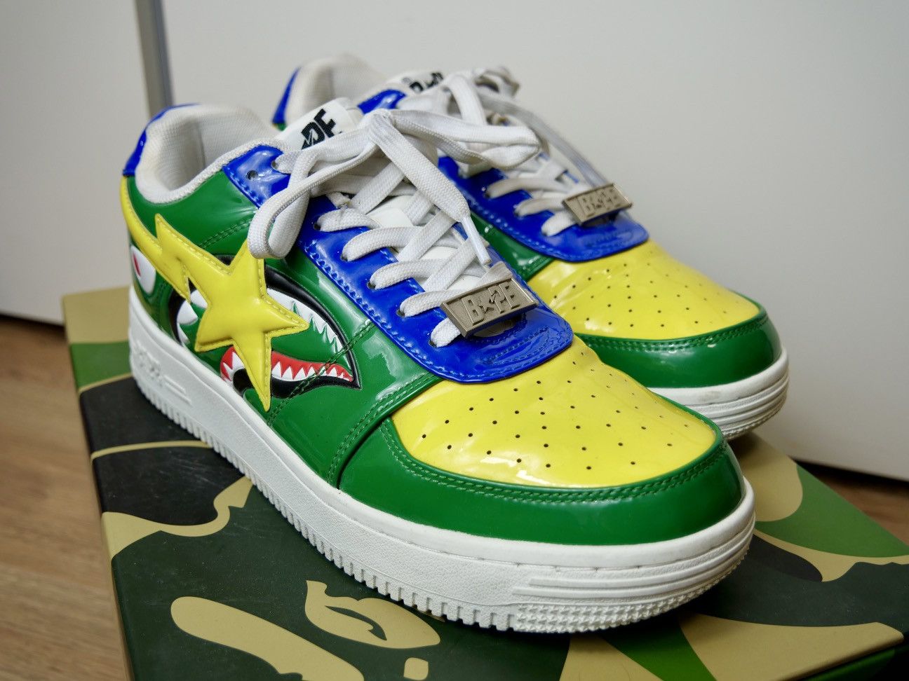 Bape Like New Bathing Ape Brazil SHARK BAPESTA Yellow Blue Green Size US 8 / EU 41 - 4 Thumbnail