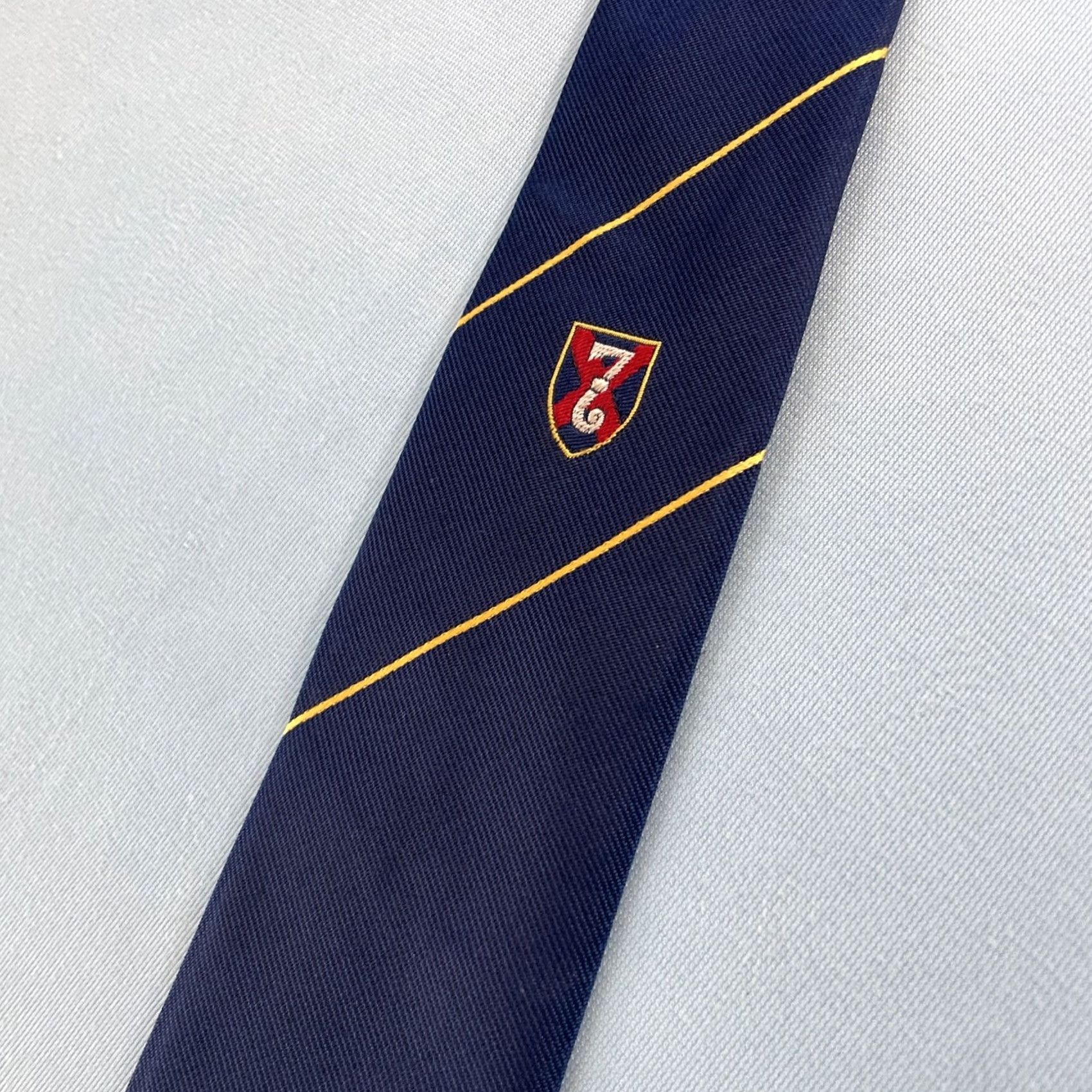 Vintage Kane Tie Vintage England Silk Necktie Lucky Number 7 Woven Macclesfield Blue 3x57 Size ONE SIZE - 4 Thumbnail