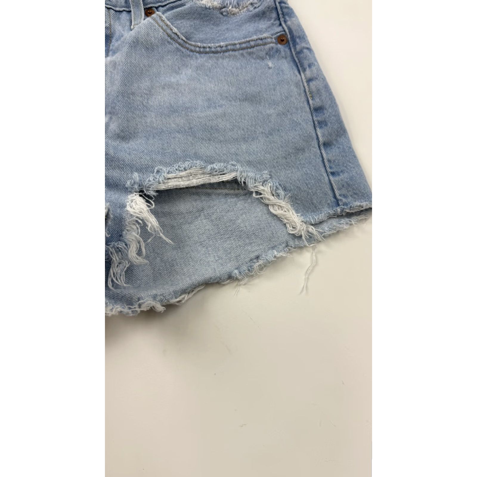 Levi's Levi's 501 Shorts Womens W28 Blue Distressed Denim High Rise Button Fly Cutoff Size 28" / US 6 / IT 42 - 2 Thumbnail