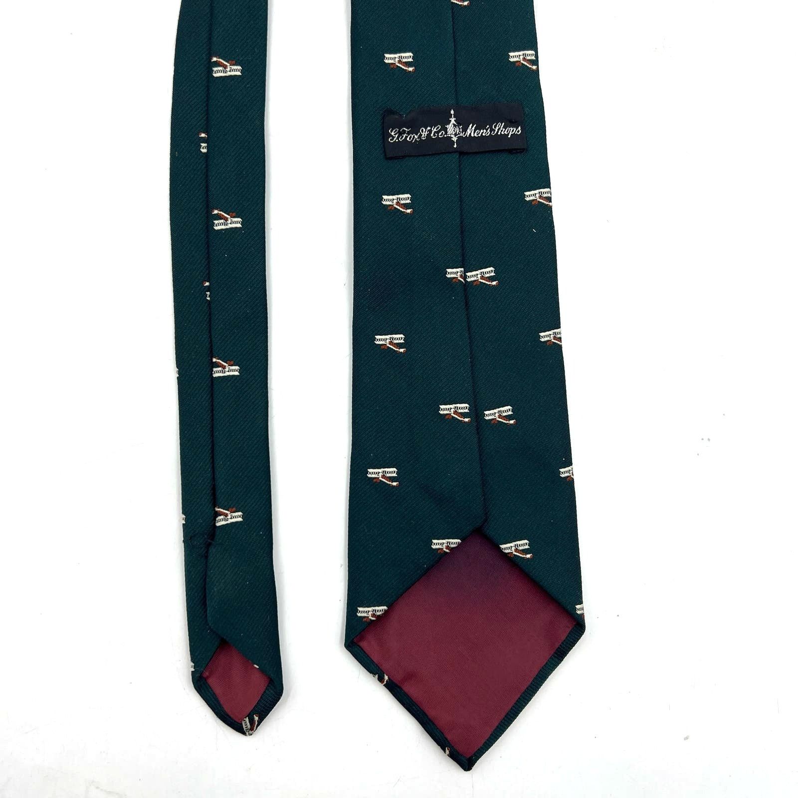 Vintage Silk Forrest Green Tie Wright Flyer Plane Motif