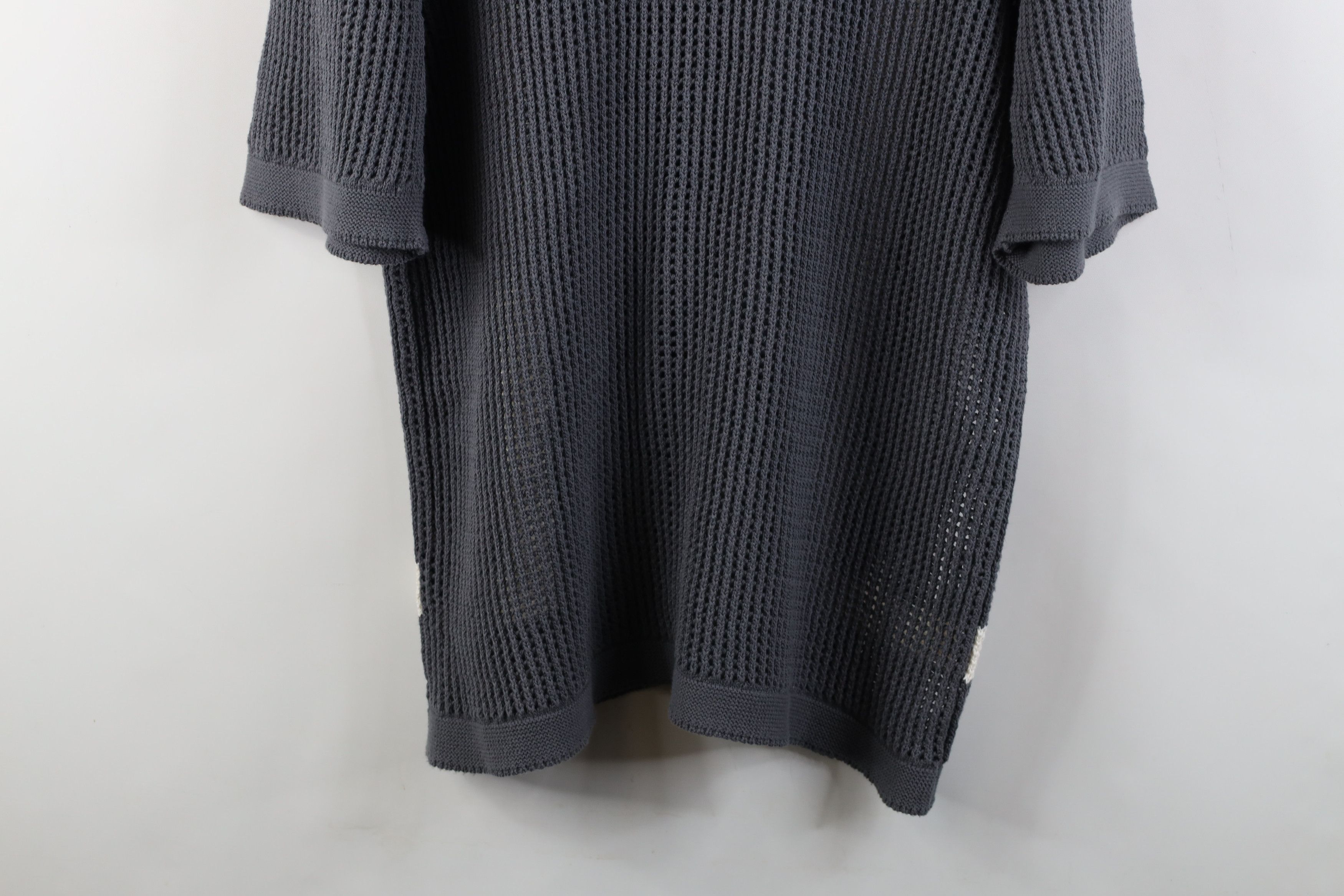 Vintage Vintage Y2K Rockabilly Mesh Knit Collared Button Shirt Gray Size US L / EU 52-54 / 3 - 13 Thumbnail