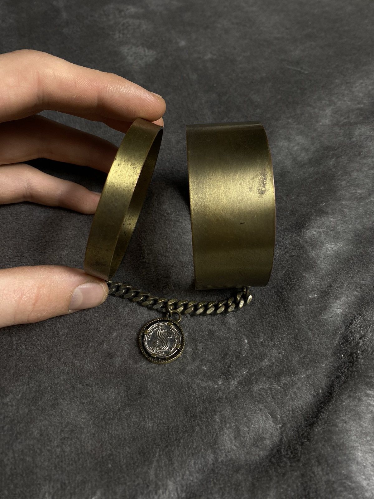 Jewelry Vintage Brass Bracelet with Coin Pendant Size ONE SIZE - 1 Thumbnail