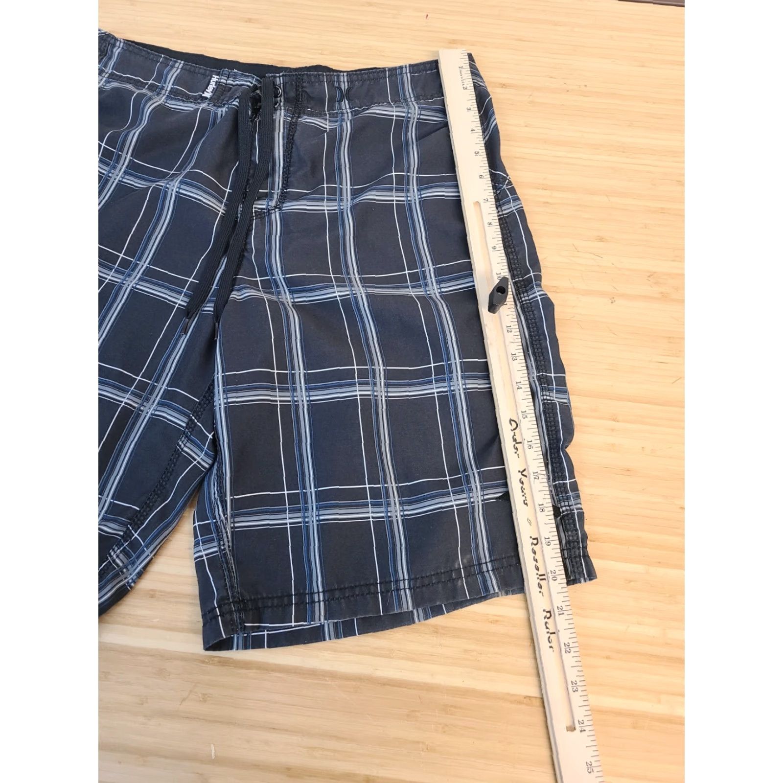 Hurley HURLEY Board Shorts Men's Swim Trunks Gray Plaid Medium M Blue Multicolor Pattern Plaids & Checks Womens? Size US 31 - 3 Thumbnail