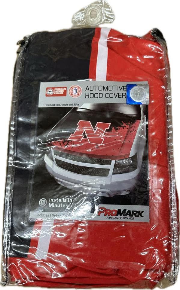 Designer Nebraska Cornhuskers Auto Hood Cover Size ONE SIZE - 1 Thumbnail