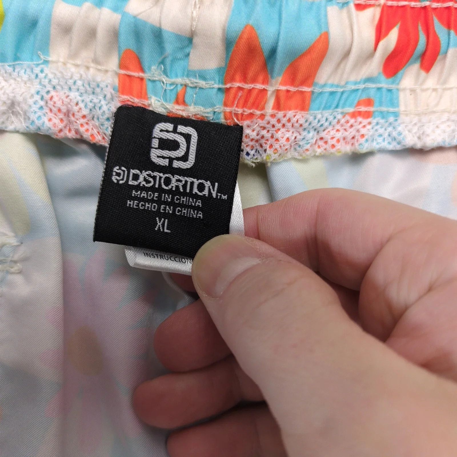 Other Distortion Men's XL Retro Hippie Floral Check 7" Swim Trunks Size US 34 / EU 50 - 8 Thumbnail