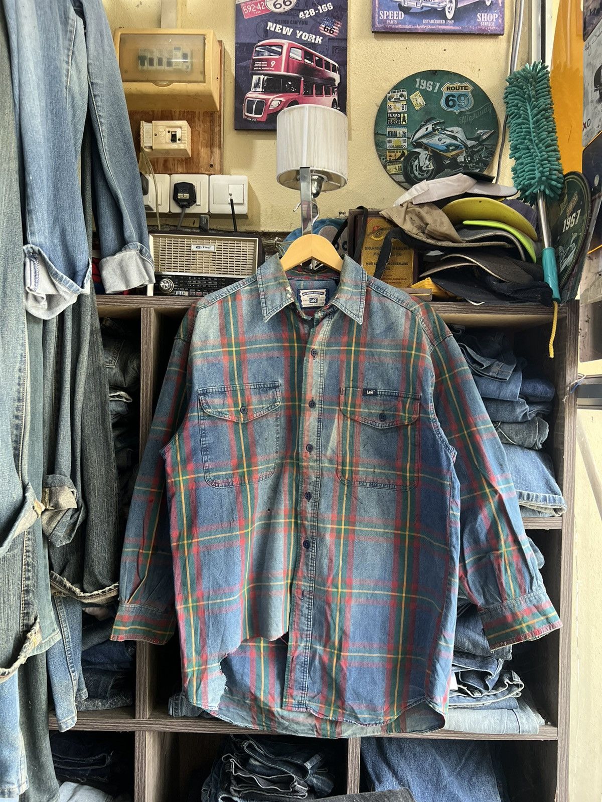 Lee 🔥Distressed Vintage Lee Made in Usa Flannel Size US M / EU 48-50 / 2 - 2 Thumbnail