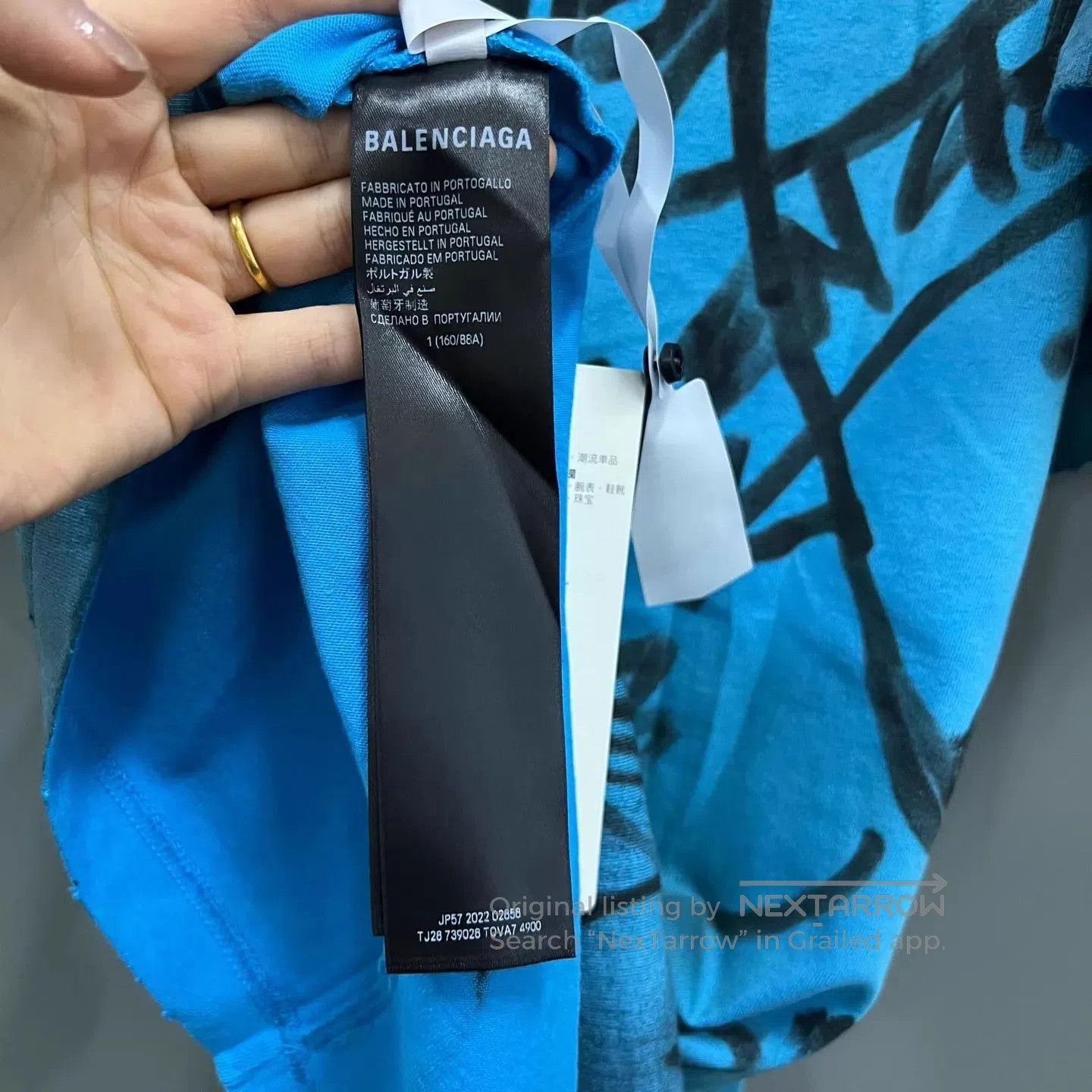Balenciaga Blue Graffiti Print Short Sleeve Shirt. Size US S / EU 44-46 / 1 - 5 Thumbnail