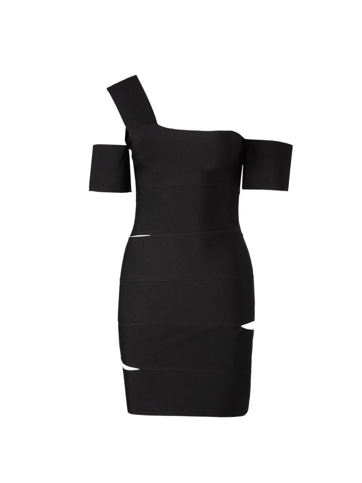 Alexander McQueen o1y0325 One-Shoulder Mini Dress in Black Size M / US 6-8 / IT 42-44 - 1 Thumbnail