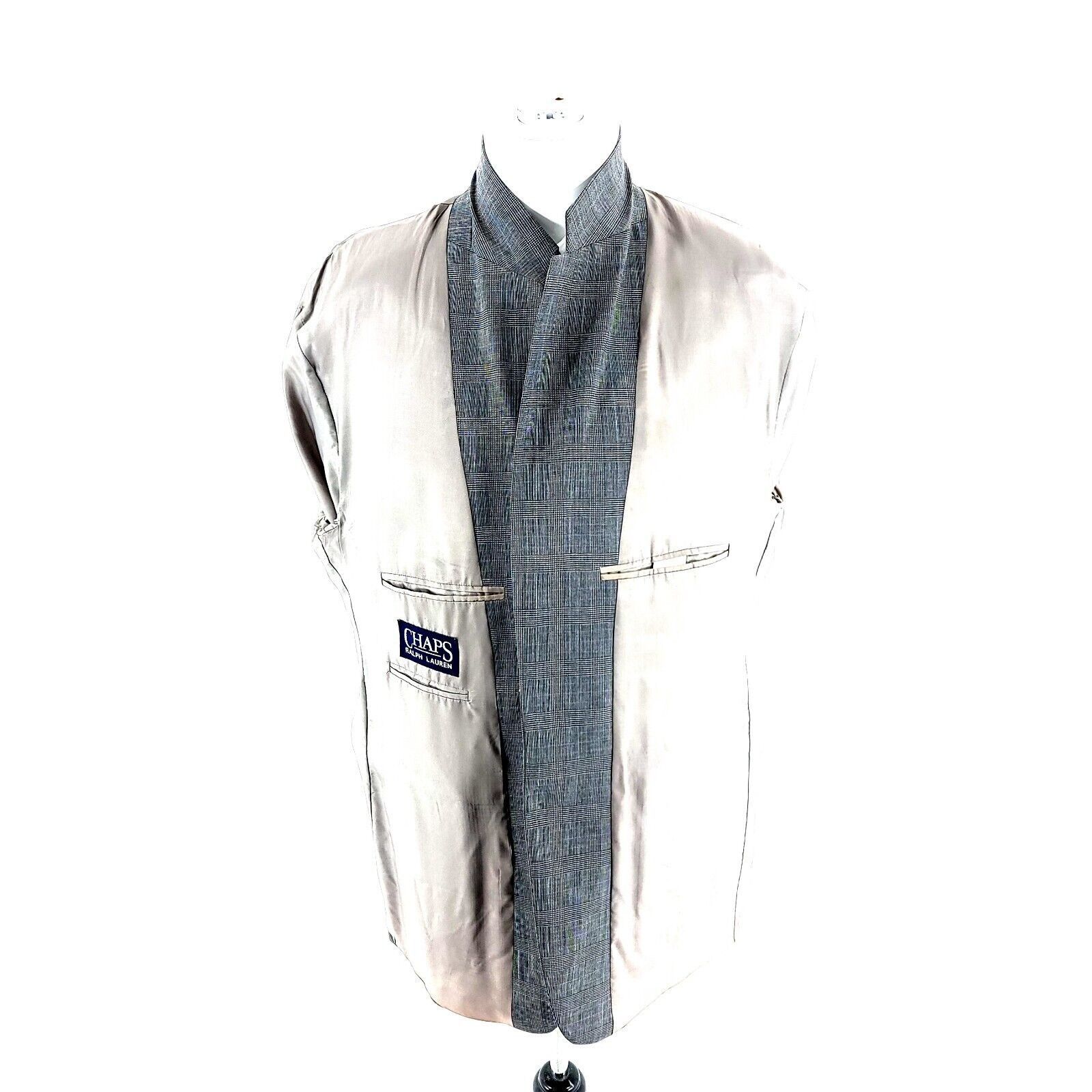 Ralph Lauren DAMAGED Chaps Ralph Lauren Wool 2 Button Blazer 42R Gray Pla Size 42R - 11 Thumbnail
