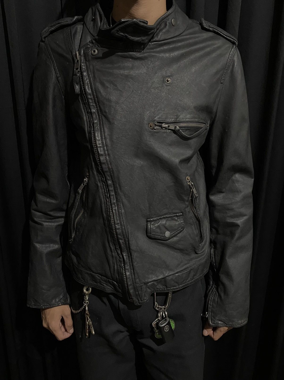 Zara asymmetrical leather biker jacket Size US L / EU 52-54 / 3 - 2 Thumbnail