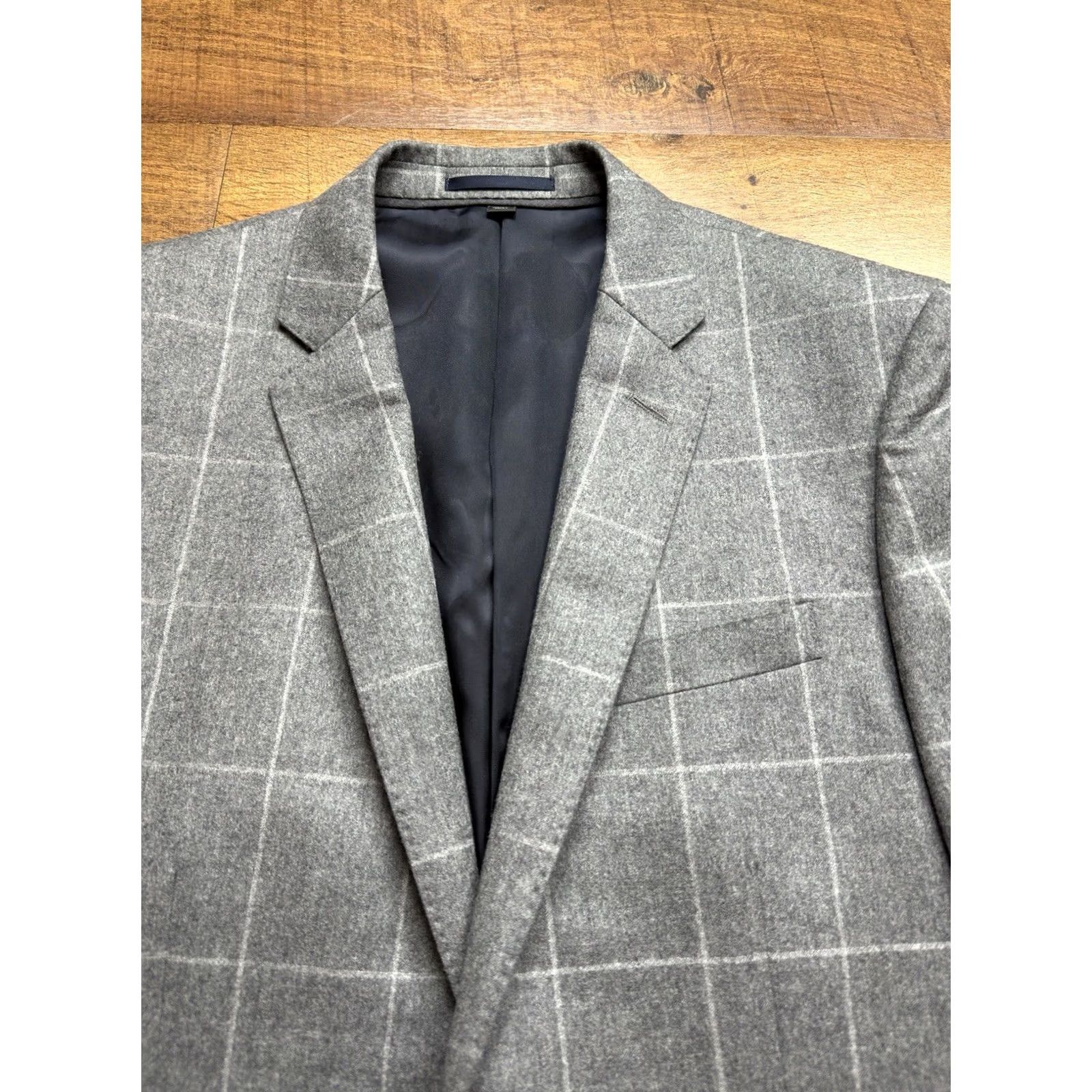 J.Crew J. Crew Ludlow Barberis Canonico Italy Dual Vent 2 Piece Suit 40R Gray Wool Windowpane Slim 40 Mens Size 34R - 5 Thumbnail