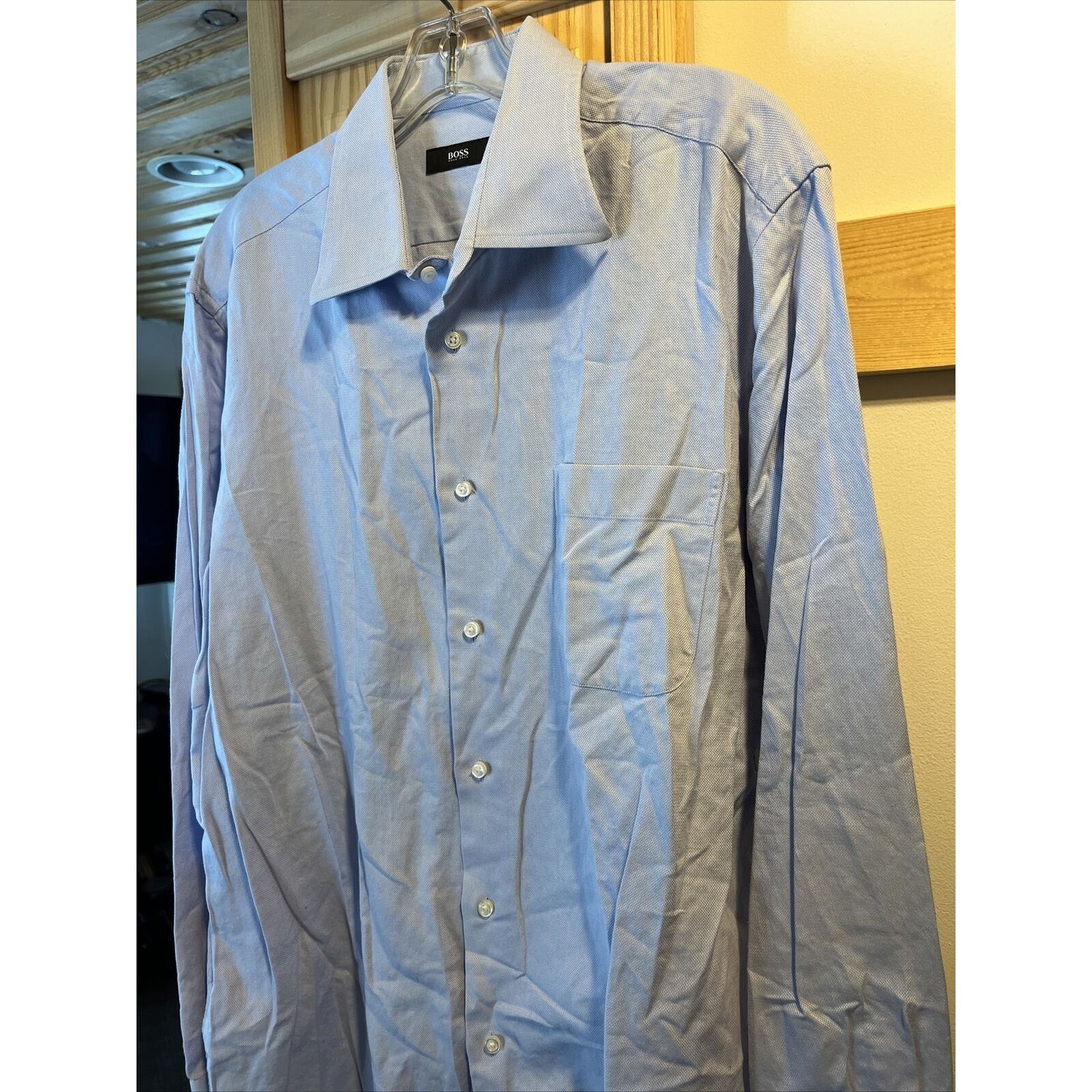 Hugo Boss Hugo Boss Men’s 16.5 34/35 Light Blue Button LS Cotton Shirt Size US XL / EU 56 / 4 - 6 Thumbnail