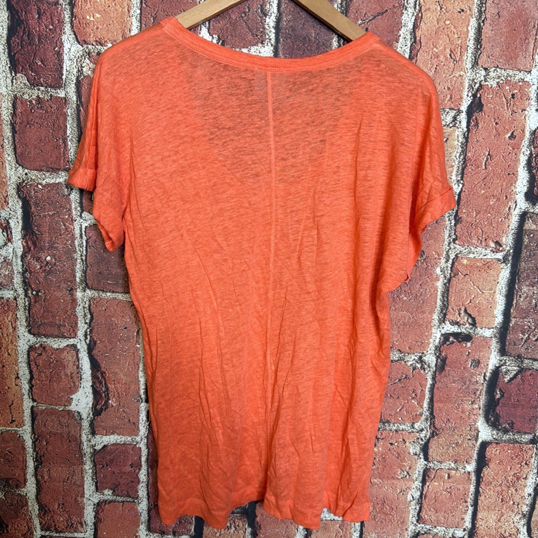 Vintage C&C California Shirt L Peach Linen Button-Up Short Sleeve 100% Linen Lightweight Breathable Casual Travel Womens Size L / US 10 / IT 46 - 3 Thumbnail