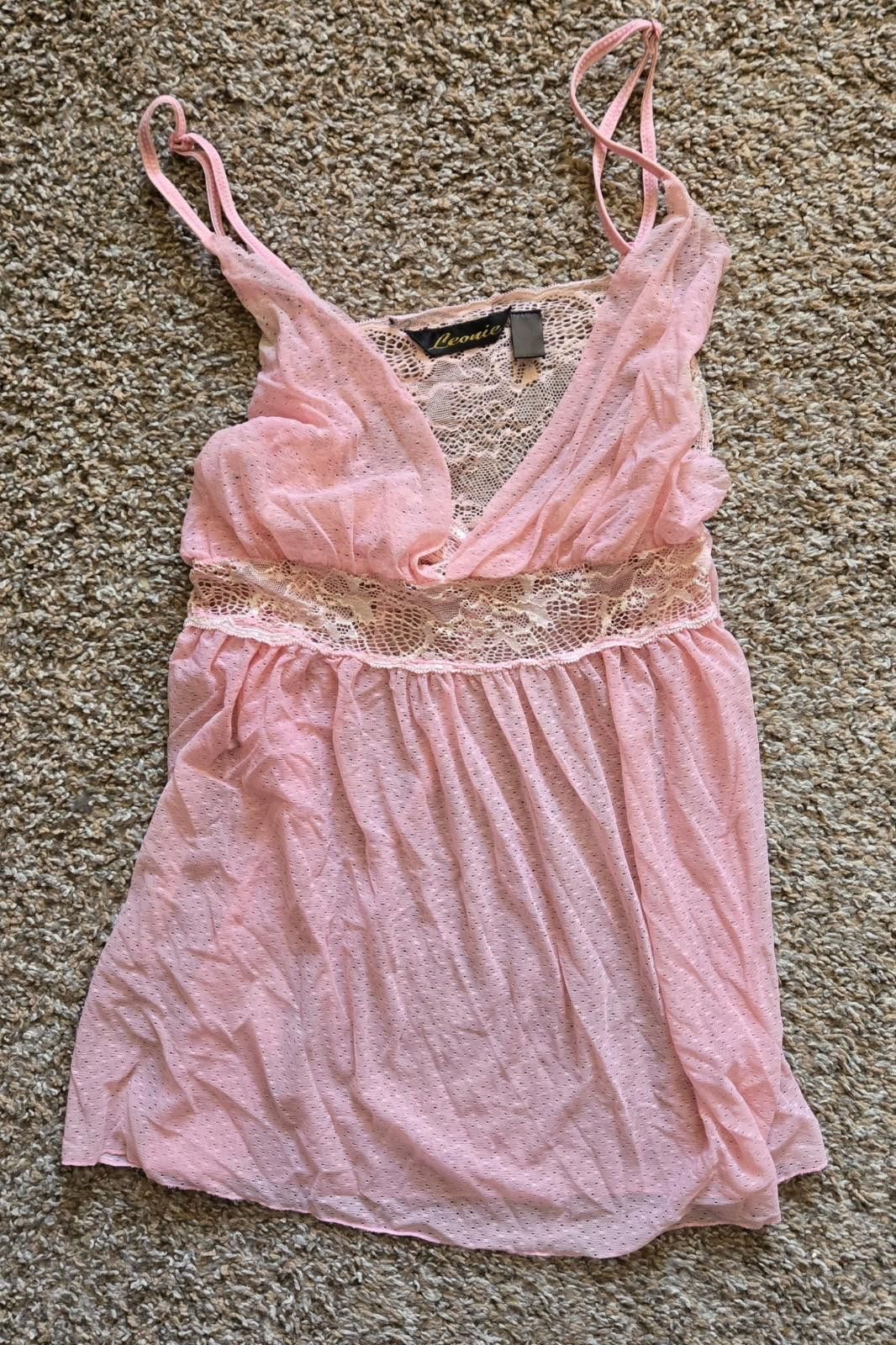 Designer Leonie Lingerie Babydoll Chemise Pink Lace Size Medium Size ONE SIZE - 1 Thumbnail