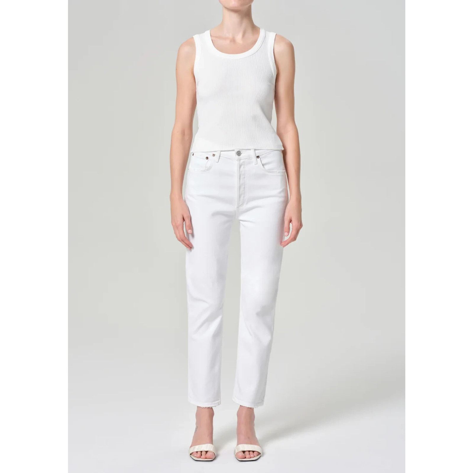 Agolde Agolde Womens Riley Crop High Rise White Jeans 28 Size 28" / US 6 / IT 42 - 1 Thumbnail