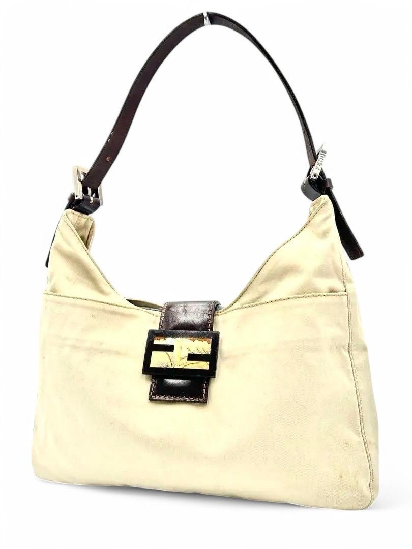Fendi Fendi - Mamma Bucket Beige Handbag Shoulder Bag FF Silver Size ONE SIZE - 2 Thumbnail